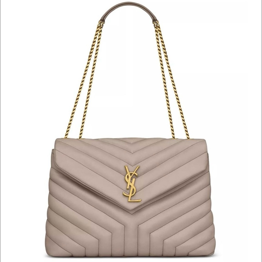 Brand New Authentic YSL Loulou Medium Quilted Shoulder Bag, Dusty Grey NWT